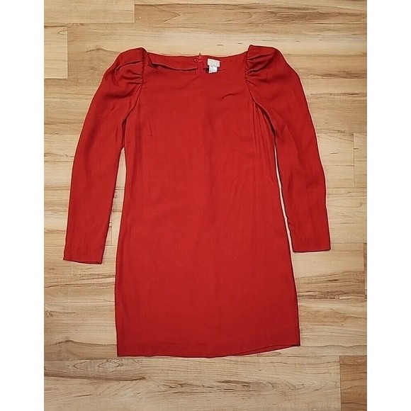 H&M Dress RED  PUFF Long Sleeve Sz 6 - Picture 11 of 13